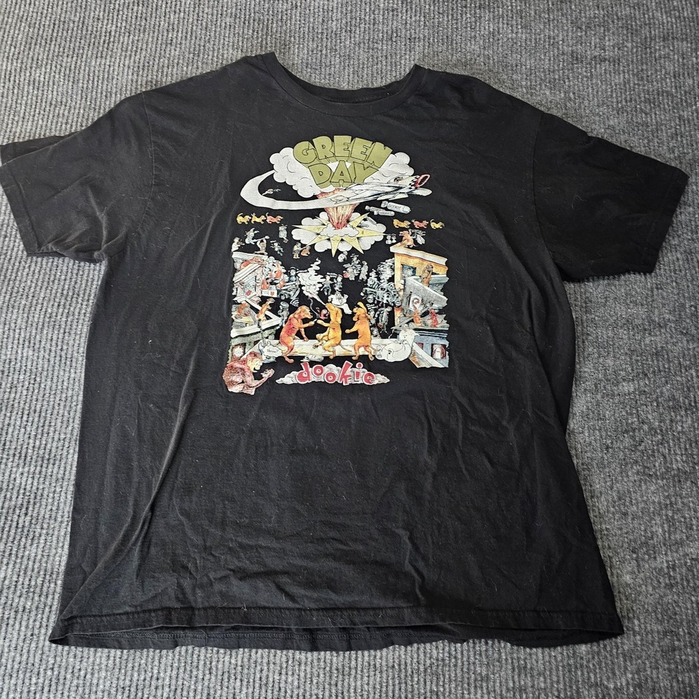 Green Day Shirt Mens XL Black Dookie Album Art Graphic Band Tee Rock Music